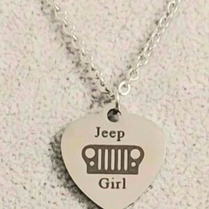 Jeep Girl Silver Heart Necklace